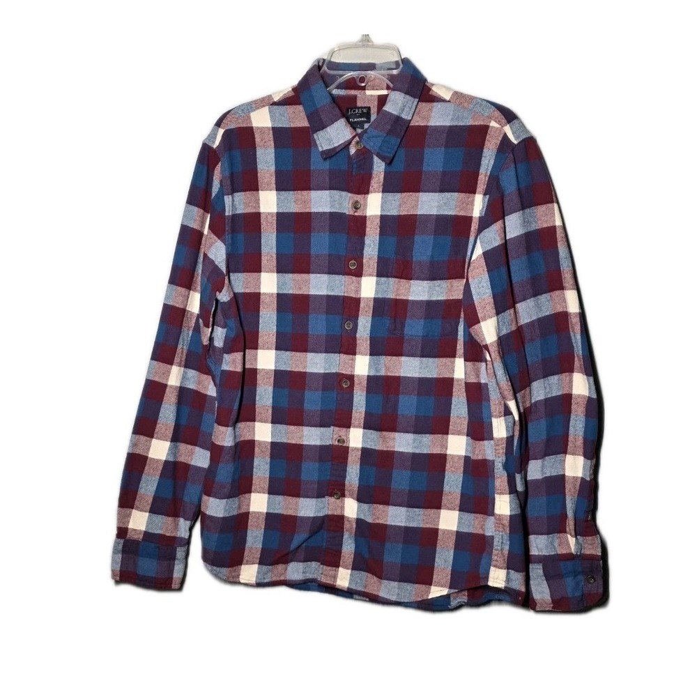 J. Crew Slim Plaid‎ Flannel Long Sleeve Men's Size Large